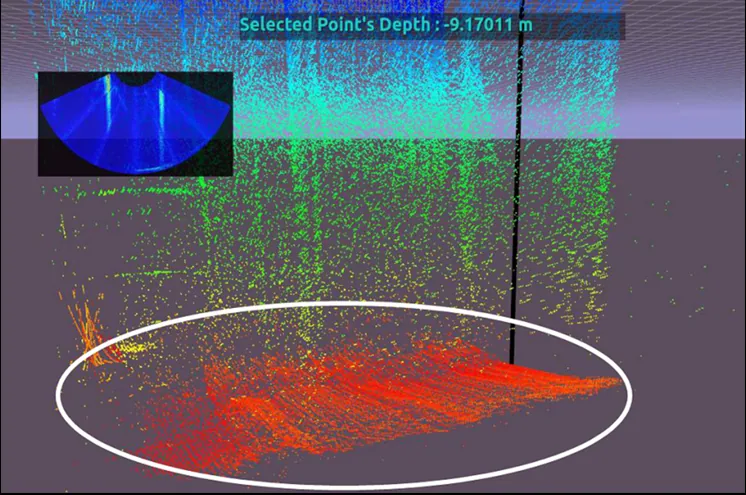 3D display photo of mud height measurement data